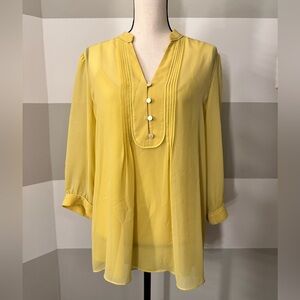 Banana Republic Women’s Yellow 3/4 Length Sleeve Sheer Blouse Top Size Large